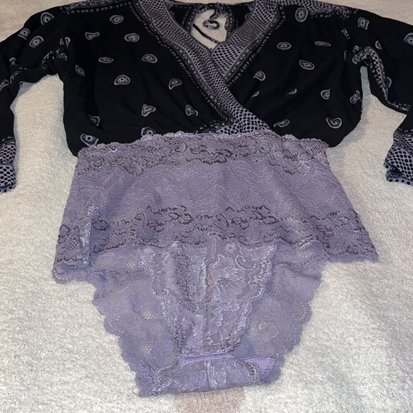 Free People black and lilac one piece bodysuit . NWOT - Picture 7 of 14